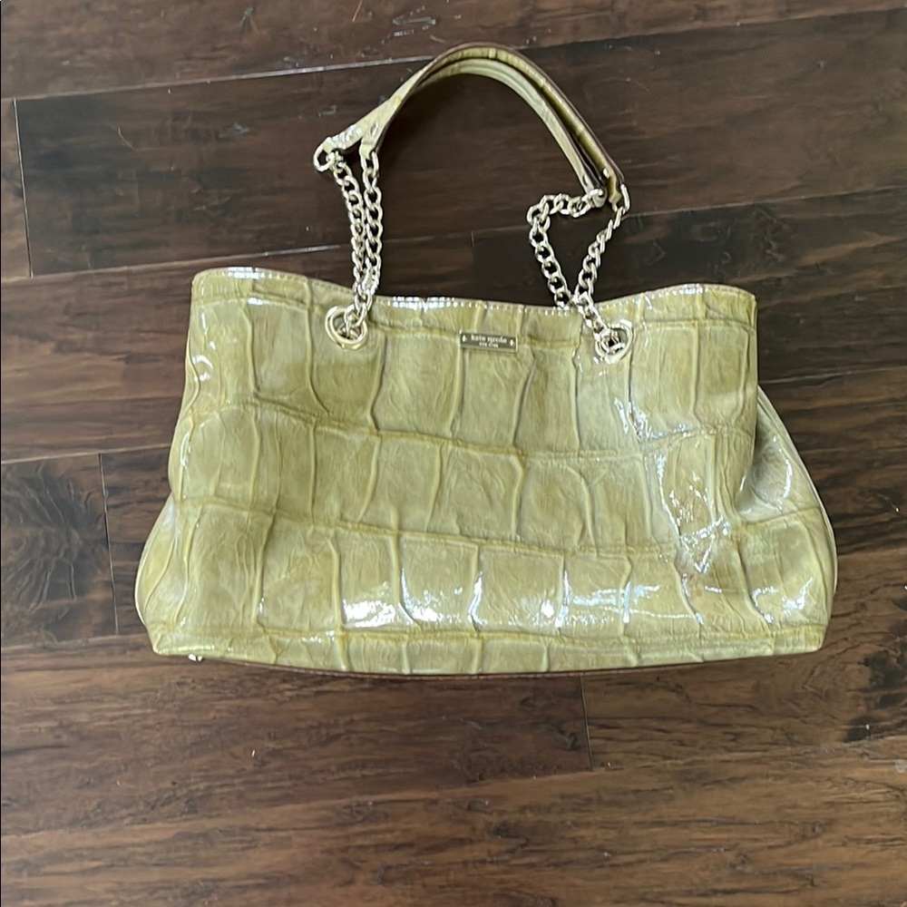 Kate Spade Elegant Yellow Crocodile-Embossed Tote Bag